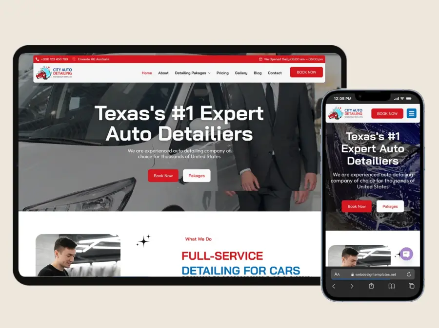 Auto Detailing Website Template – WordPress Drag and Drop Elementor Kit