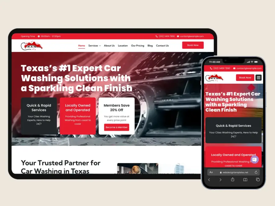Auto and Car Wash Website Template