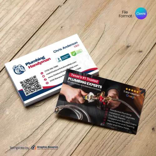 Customizable-Plumbing-Service-Business-Card Design in Canva