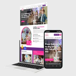 Event Decor & Foam Party Website Template – WordPress Elementor Kit for Event Planners and Decorators , Desktop and mobile preview of the premium event decor and foam party website template for WordPress Elementor.