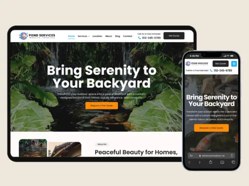 Koi Pond Website Design Template – WordPress Elementor Kit
