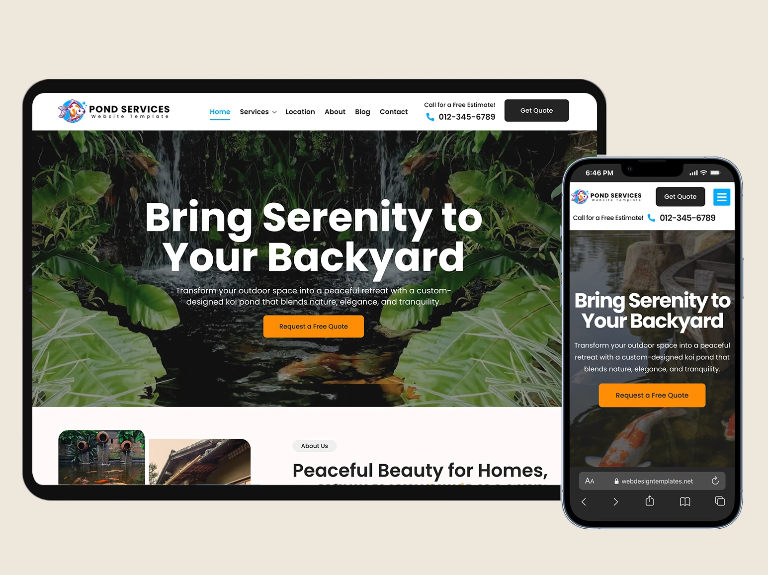 Koi Pond Website Design Template – WordPress Elementor Kit