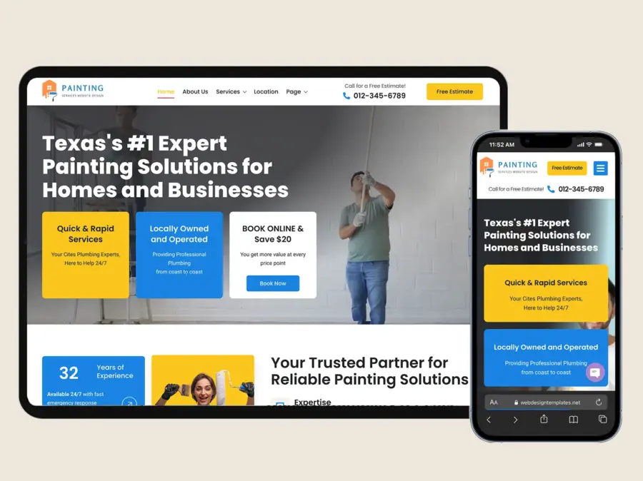 Painting Business Website Template – WordPress Drag and Drop Elementor Kit