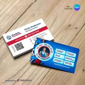 Plumbing Business Card Design Template Canva Design for Marketing