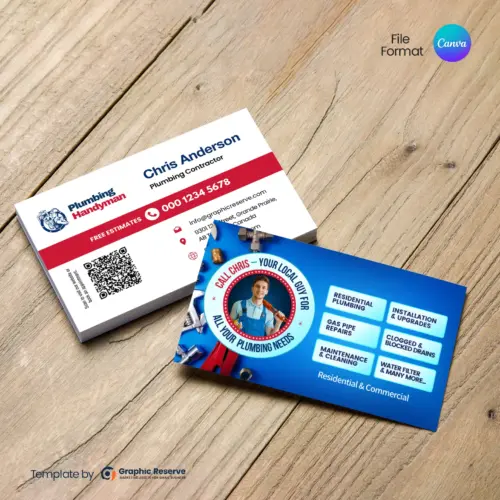 Plumbing Business Card Design Template Canva Design for Marketing