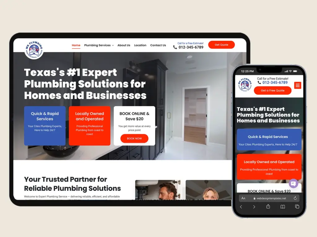 Plumbing Website Template – WordPress Drag and Drop Elementor Kit