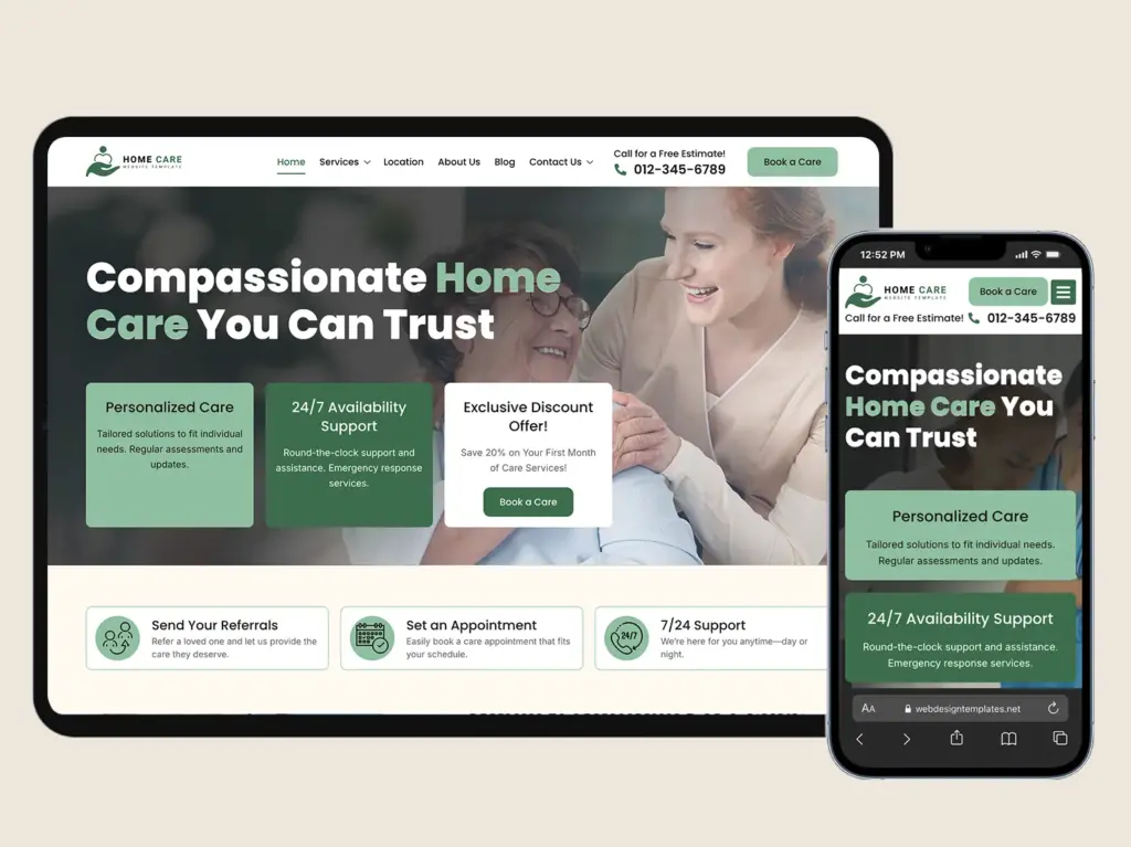 Private Duty Home Care WordPress Website Template – Elementor Kit
