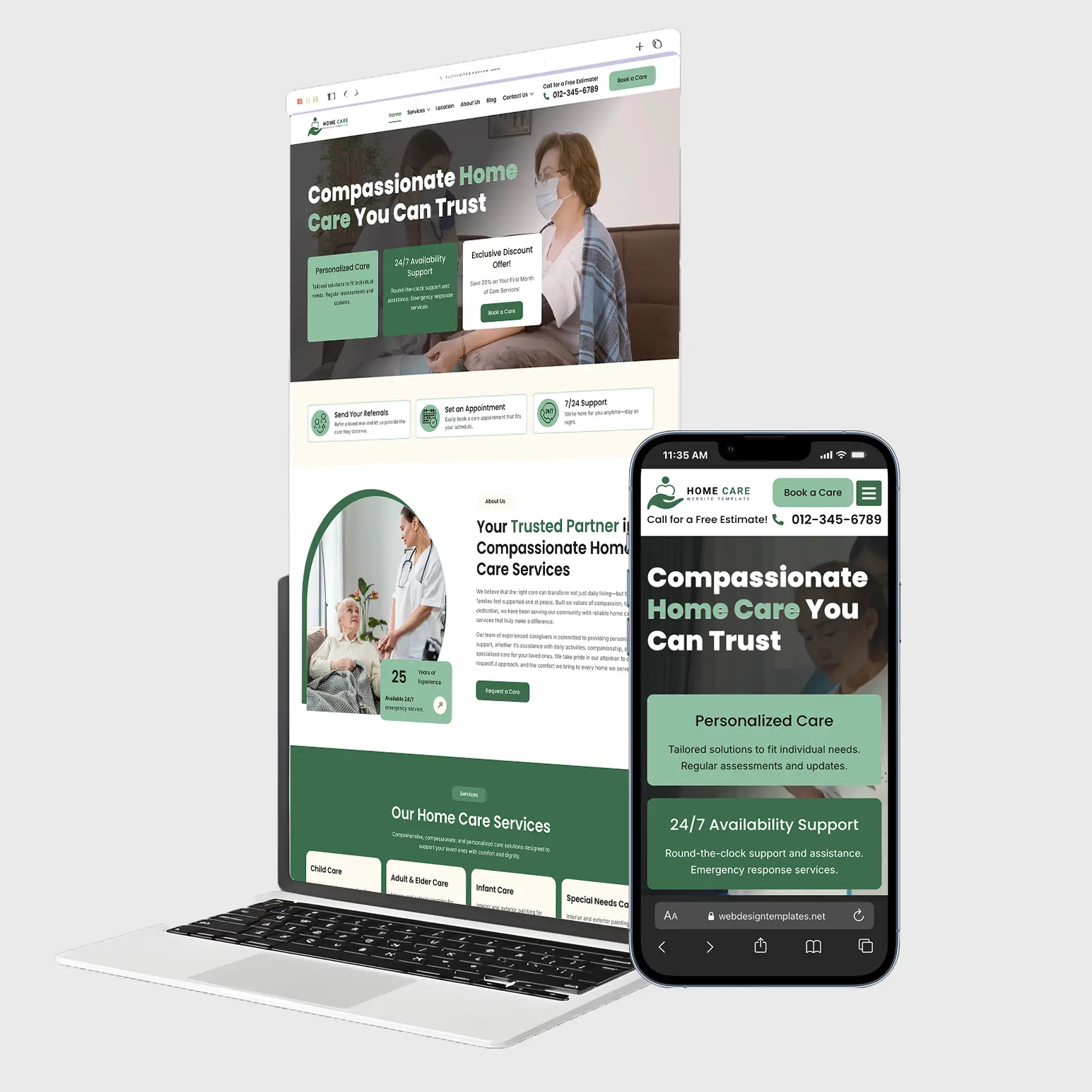 Private Duty Home Care WordPress Website Template