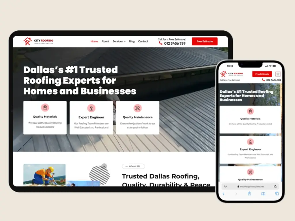 Roofing website design for roofing contractors