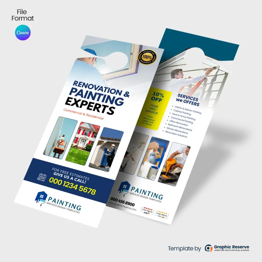 Painting Door Hanger Template Canva GraphicReserve