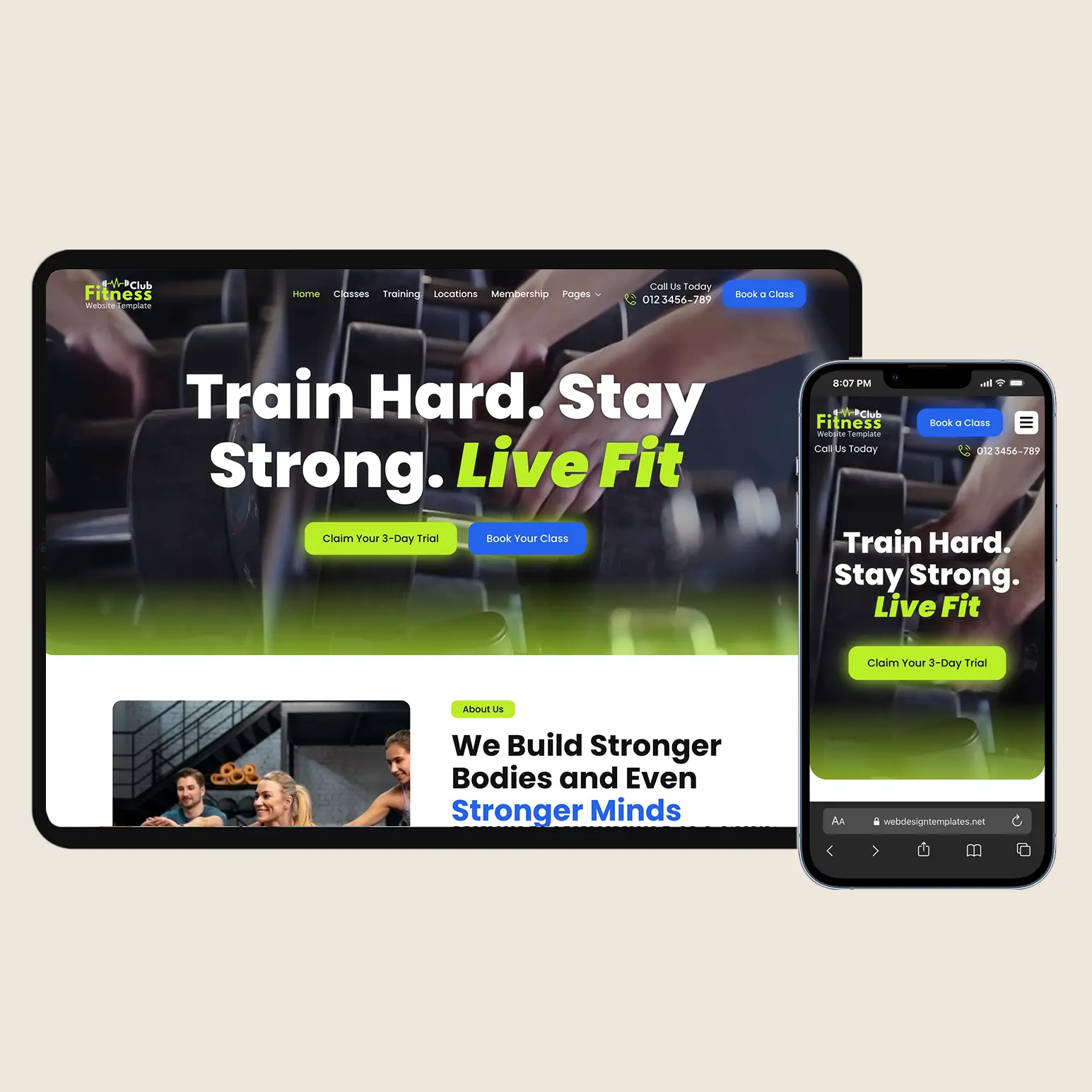 Gym and fitness website design template