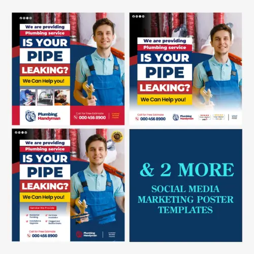 Plumbing Advertising Canva Template | Quick Plumber Social Media Marketing Kit