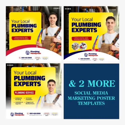 Plumbing Company Marketing Bundle | Canva Social Media Posts & Graphics Kit
