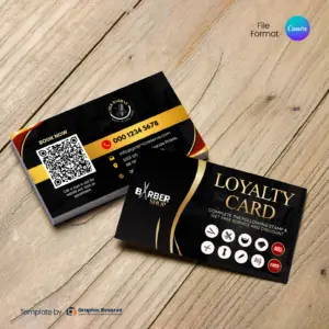 Barber Shop & Gents Parlor Loyalty Card Canva Template for Business Marketing