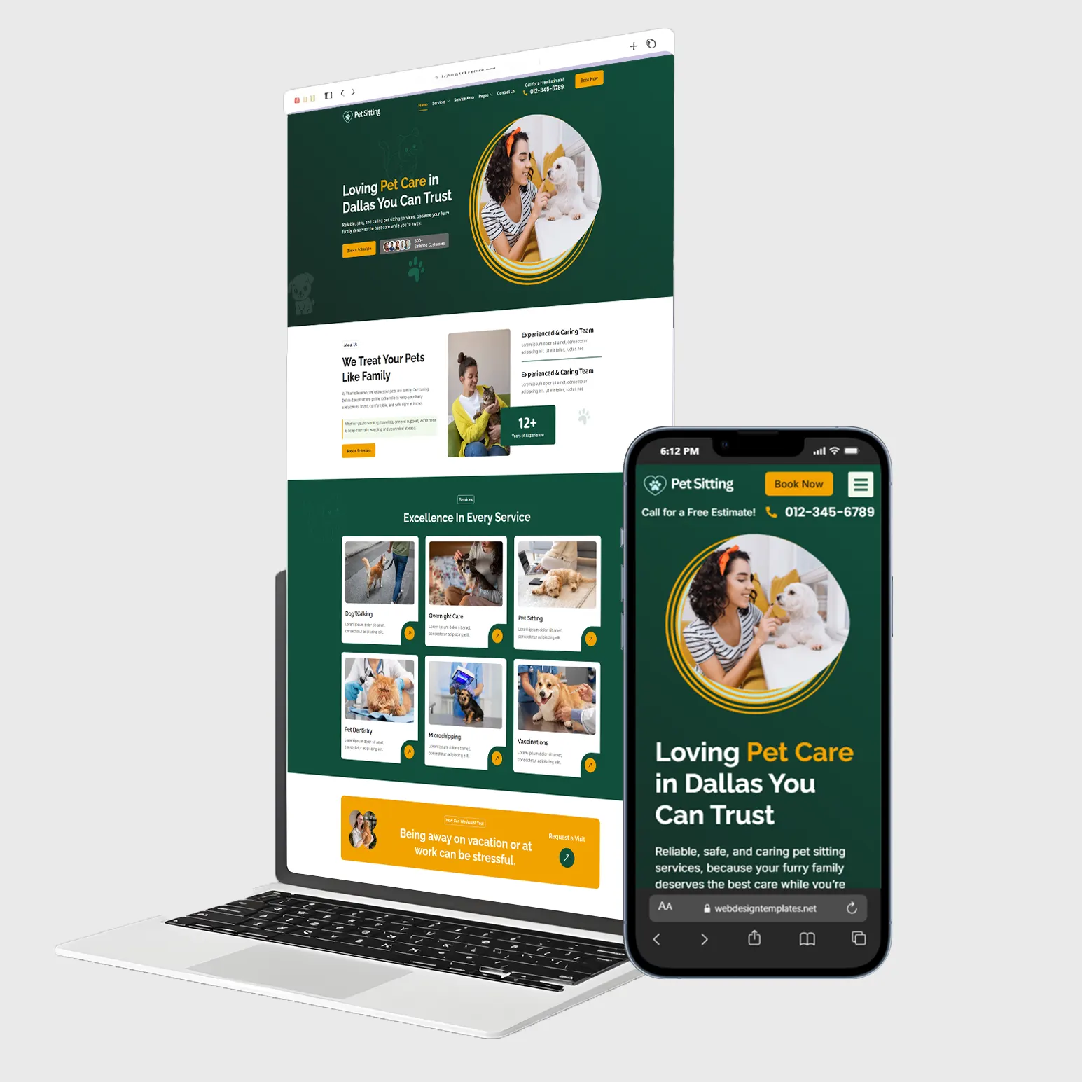 Pet sitting website design template