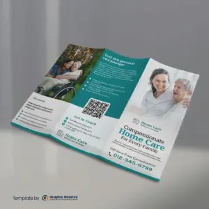 Home Care Tri-Fold Brochure Canva Template for Senior Care Marketing Front