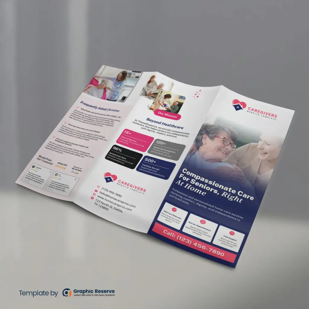 Home Healthcare Tri-Fold Brochure Canva Design for Caregivers