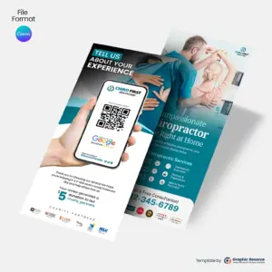 Back Pain Clinic Review Request Rack Card | Canva Chiropractor Advertising Template