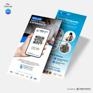 Chiropractor Review Request Rack Card Canva Template | Spine Care Advertising Design