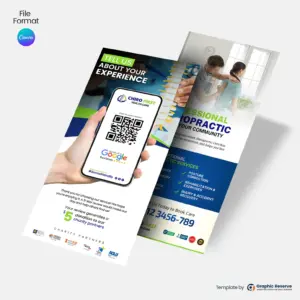 Chiropractic Clinic Review Request Rack Card | Canva Marketing Material Template
