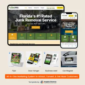 Debris Removal Marketing Bundle | Canva Templates + Elementor Website Kit | Junk Hauling Advertising