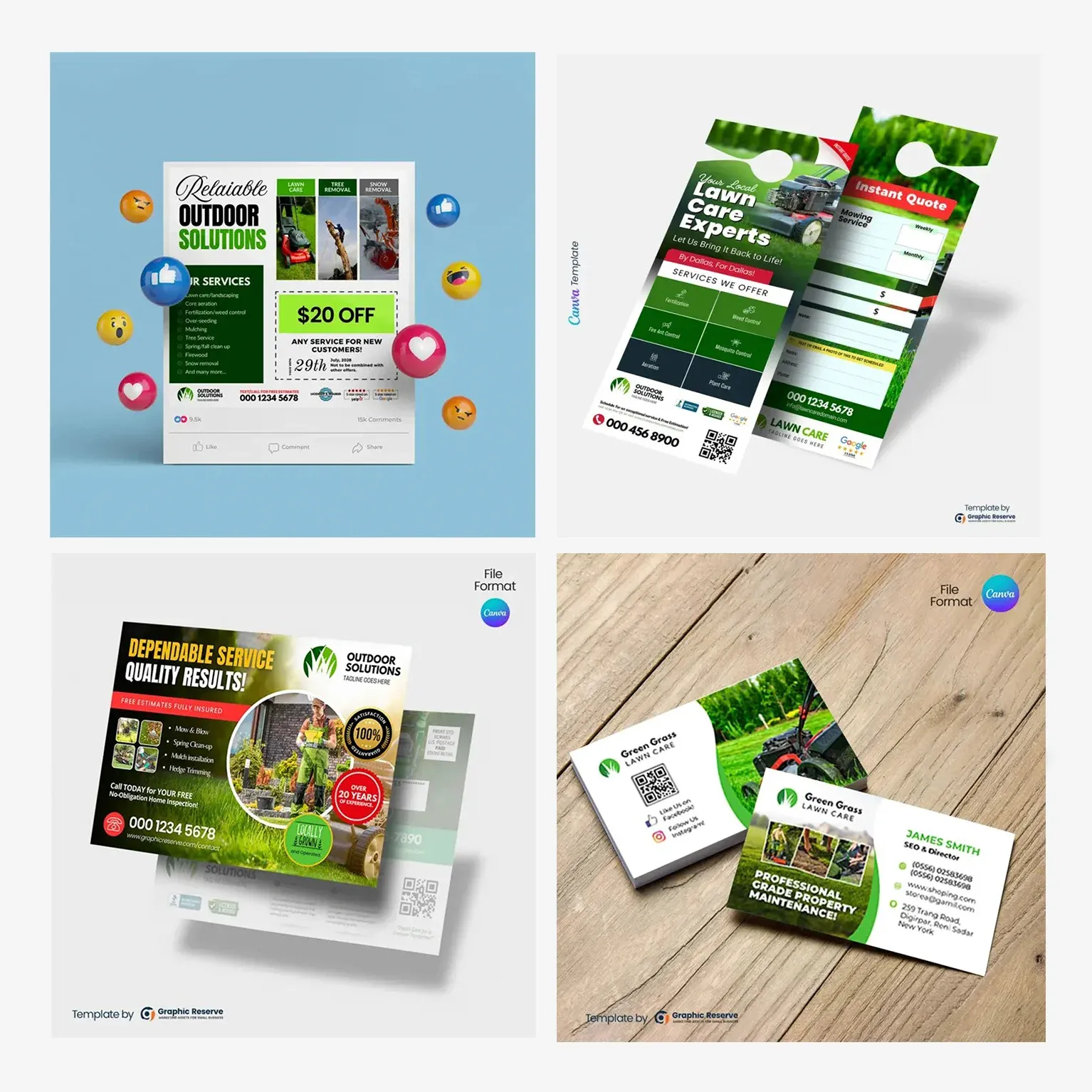 Lawn Care Marketing Design Bundle Canva Template 1