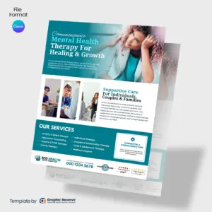 Psychotherapy Flyer Template | Canva | Mental Health Practice Marketing Material | Local Advertising Design