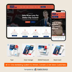 Political Campaign Marketing Bundle | Canva Templates + Elementor Website Kit | Political Advertising