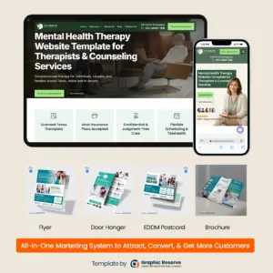 Mental Health Practice Marketing Bundle | Canva Templates + Elementor Website Kit | Counseling Business Advertising