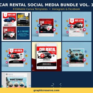 Car Rental social media post templates bundle