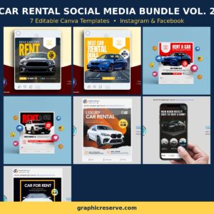 Car Rental social media post templates bundle