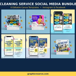 Cleaning Service social media post templates bundle