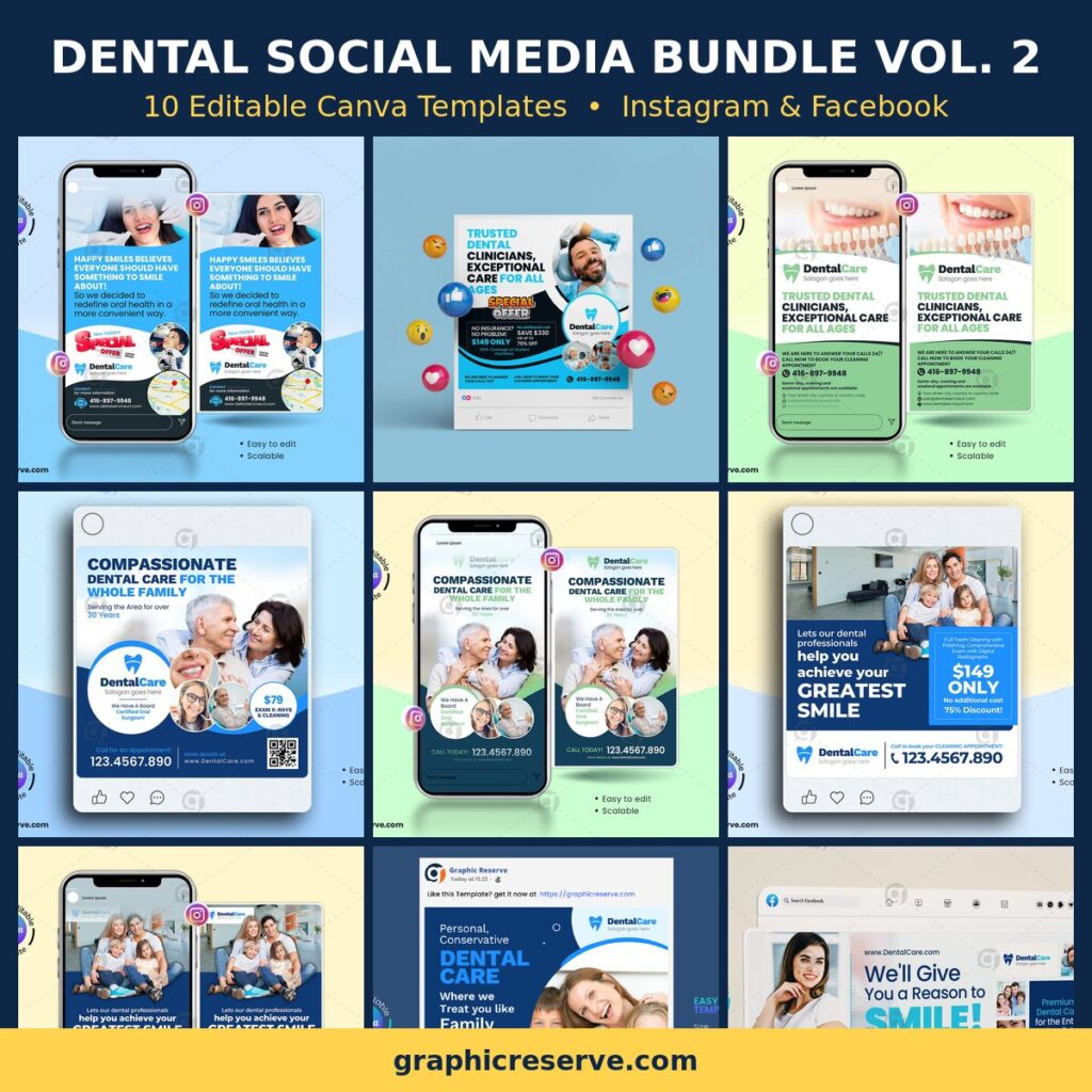 Dental Social Media Post Templates Bundle Vol. 2