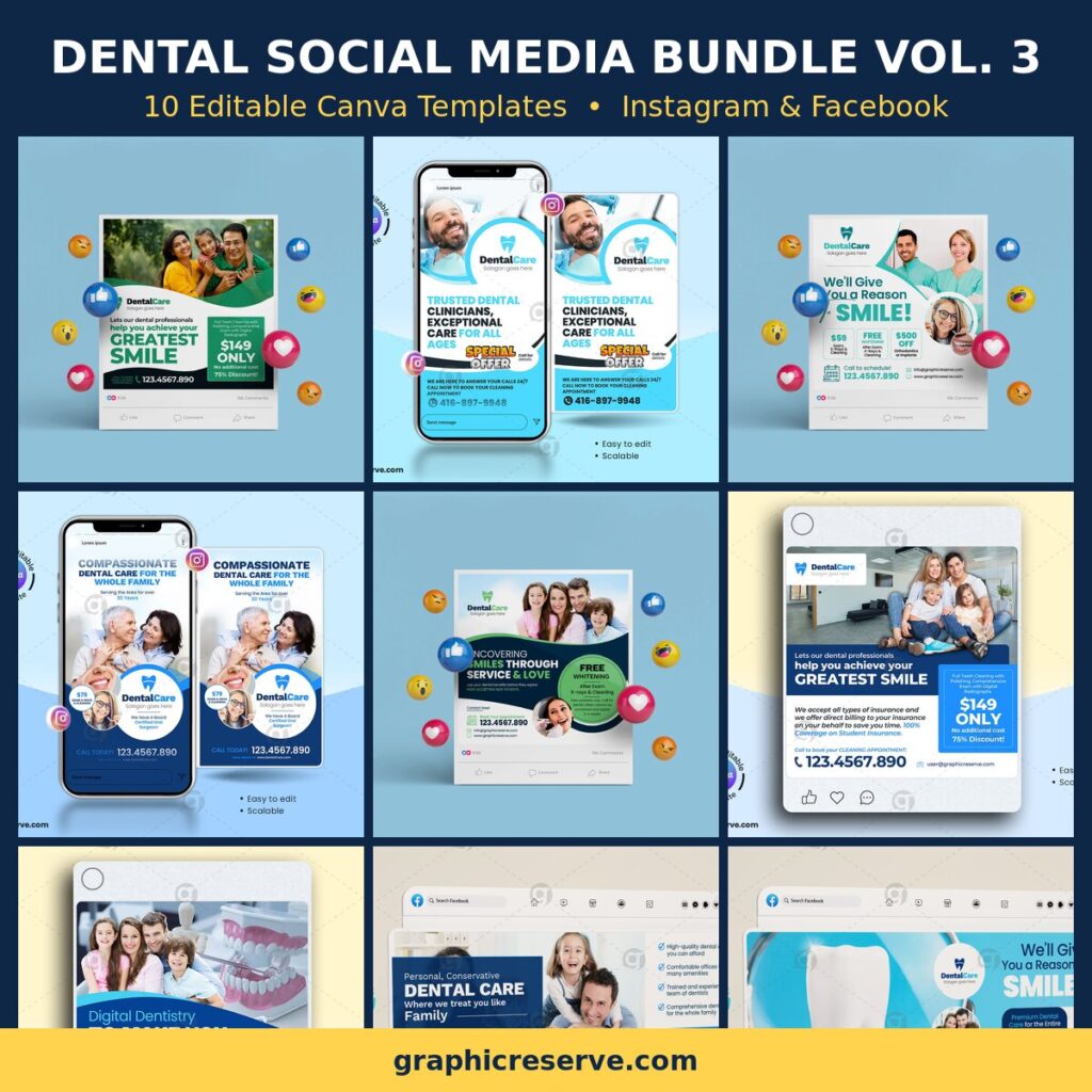 Dental Social Media Post Templates Bundle Vol. 3