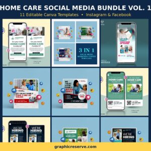 Home Care social media post templates bundle