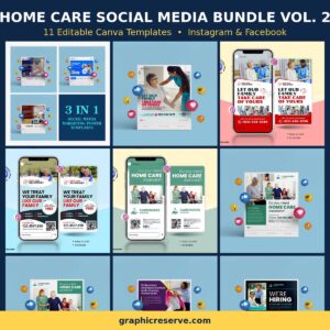 Home Care social media post templates bundle