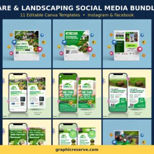 Lawn Care & Landscaping social media post templates bundle