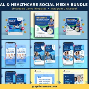 Medical & Healthcare social media post templates bundle