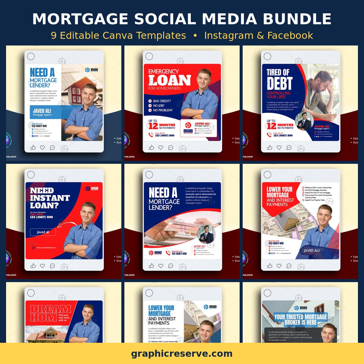 Mortgage social media post templates bundle