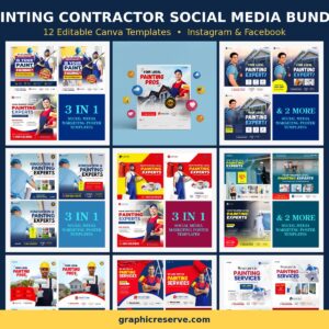 Painting Contractor social media post templates bundle