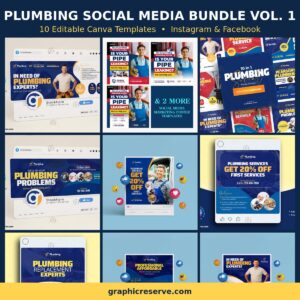 Plumbing social media post templates bundle