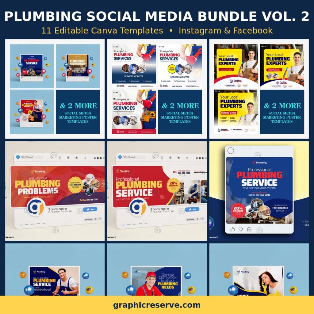 Plumbing Social Media Post Templates Bundle Vol. 2