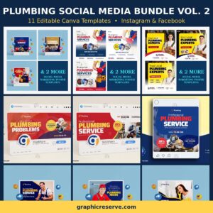 Plumbing social media post templates bundle