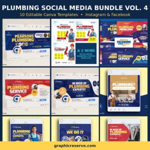 Plumbing social media post templates bundle