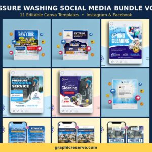 Pressure Washing social media post templates bundle