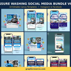 Pressure Washing social media post templates bundle