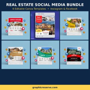Real Estate social media post templates bundle