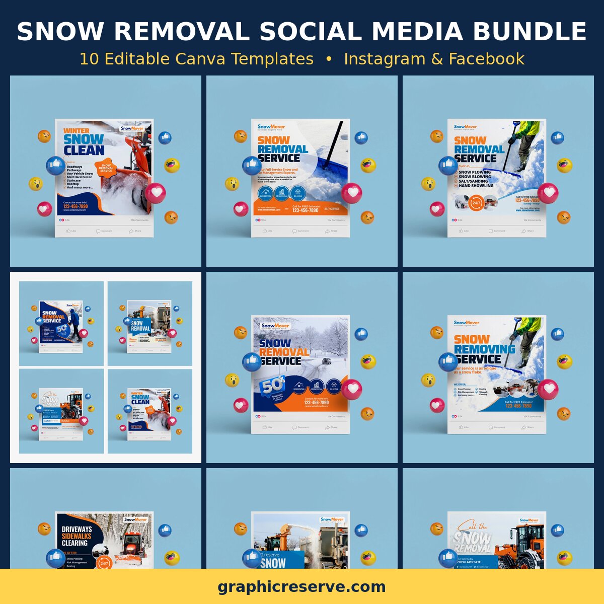 Snow Removal social media post templates bundle