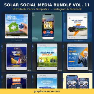 Solar social media post templates bundle