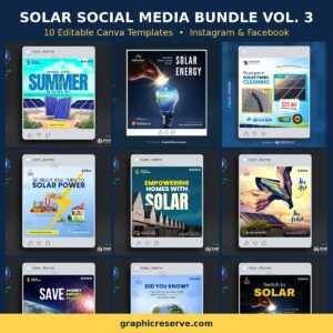Solar social media post templates bundle